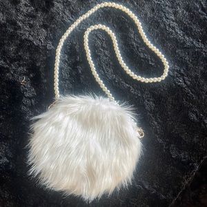 NWT White Faux Fur Mini Crossbody